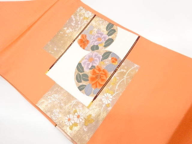 JAPANESE KIMONO / CAMELLIA / FLORAL PATTERN WOVEN A SQUARE OF HIKIFOIL